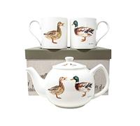 Pyramid International Jane Bannon Mugs and Teapot Set of 3 in Presentation Gift Box (Quackers Design) Fine Bone China - Official Merchandise