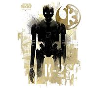 Pyramid International "K-2S0 Grunge Star Wars Rogue One Canvas Print, Multi-Colour, 60 x 80 x 1.3 cm