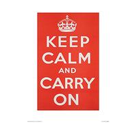 Pyramid International Keep Calm And Carry On Mounted Print Memorabilia, Multi-Colour, 30 x 40 x 1.3 cm