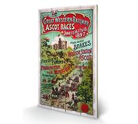 Pyramid International London Ascot Wood Print, Multi-Colour, 45 x 76 x 1.3 cm