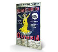 Pyramid International London Olympia Wood Print, Multi-Colour, 45 x 76 x 1.3 cm