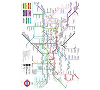 Pyramid International London Underground Map Wood Print, Multi-Colour, 40 x 59 cm