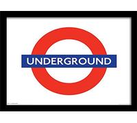 Pyramid International "London Underground Sign Framed Print Memorabilia, Multi-Colour, 30 x 40 cm