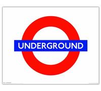 Pyramid International London Underground Sign Wood Print, Multi-Colour, 40 x 59 cm