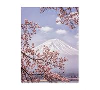 Pyramid International Makiko Samejima Mount Fuji Cherry Blossom Print (50cm x 40cm) (Blue/Pink)