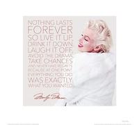 Pyramid International "Marilyn Monroe Nothing Lasts Forever Paper Art Print, Multi-Colour, 40 x 40 x 1.3 cm