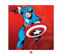 Pyramid International "Marvel Comics Captain America Art Print, Multi-Colour, 40 x 40 x 1.3 cm