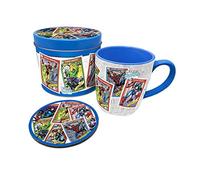 Pyramid International Marvel Comics Mug and Coaster Gift tin Set Collectors Cards Official One Size, Cranberry