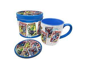 Pyramid International Marvel Comics Mug and Coaster Gift tin Set Collectors Cards Official One Size, Cranberry