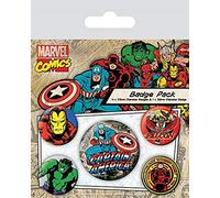 Pyramid International Marvel Retro Captain America Badge, Multi-Colour, 4 x 25mm x 1 x 38mm
