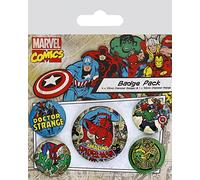 Pyramid International Marvel Retro Spider-Man Badge, Multi-Colour, 4 x 25 mm & 1 x 38 mm
