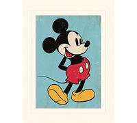 Pyramid International Mickey Mouse Retro Mounted Print Memorabilia, Multi-Colour, 30 x 40 x 1.3 cm