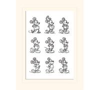 Pyramid International Mickey Mouse Sketched - Multi Mounted Print Memorabilia, Multi-Colour, 30 x 40 x 1.3 cm