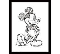 Pyramid International Mickey Mouse (Sketched - Single) 30cm x 40cm Framed, Collectors Print, One Size