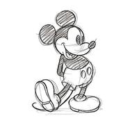 Pyramid International "Mickey Mouse Sketched Single Canvas Print, Cotton, Multi-Colour, 1.80 x 30.00 x 40.00 cm