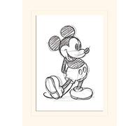 Pyramid International Mickey Mouse Sketched - single Mounted Print Memorabilia, Multi-Colour, 30 x 40 x 1.3 cm