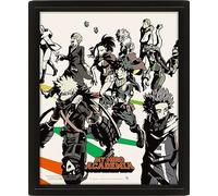 Pyramid International My Hero Academia Poster in 3D (Heroes and Villains Design) Lenticular 3D Wall Art and Posters in Black Picture Frame 25cm x 20cm x 1.5cm - Official Merchandise
