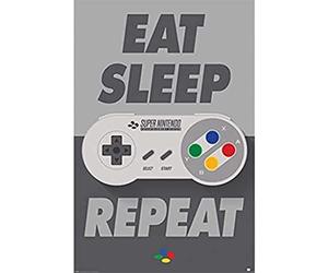 Pyramid International Nintendo (Eat Sleep SNES Repeat) -Maxi Poster 61 x 91.5cm, Plastic/Glass, Multi-Colour, 61 x 91.5 x 1.3 cm