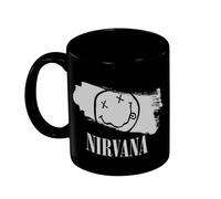 Pyramid International Nirvana (Wipe) Premium Ceramic Black Pod Mug 11oz / 315ml - Music Lover Coffee Cup for Hot Drinks