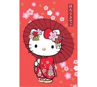 Pyramid International Official Maxi Poster - Hello Kitty (Japanese Style) | Decorative Wall Art | 61cm x 91.5cm Poster for Bedrooms, Dorms & Fans, Red