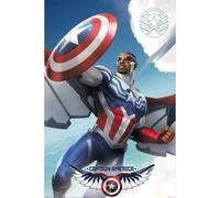 Pyramid International Official Maxi Poster - Marvel (Captain America Flying) | Decorative Wall Art | 61cm x 91.5cm Poster for Bedrooms, Dorms & Fans