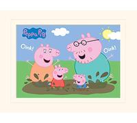 Pyramid International Peppa Pig Family Muddy Puddle Mounted Print Memorabilia, Multi-Colour, 30 x 40 cm