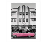 Pyramid International " Pink Cadillac Art Print, Multi-Colour, 40 x 50 x 1.3 cm