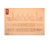 Pyramid International "Plans Titanic Art Print, Multi-Colour, 60 x 80 x 1.3 cm