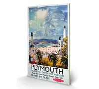 Pyramid International Plymouth 1 Wood Print, Multi-Colour, 45 x 76 x 1.3 cm