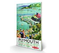 Pyramid International Plymouth 2 Wood Print, Multi-Colour, 45 x 76 x 1.3 cm