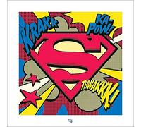 Pyramid International "Pop Art Shield Superman Art Print, Multi-Colour, 40 x 40 x 1.3 cm