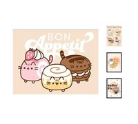 Pyramid International Pusheen (Bon Appetit) Collectors Print 30cm x 40cm Framed - A Stunning Artwork to Enhance Your Collection or Living Space, One Size