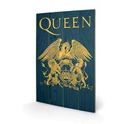 Pyramid International Queen Crest Wood Print, Multi-Colour, 40 x 59 x 1.3 cm