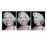 Pyramid International "Red Dress Triptych Marilyn Monroe Art Print, Multi-Colour, 50 x 100 x 1.3 cm