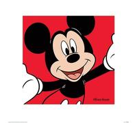 Pyramid International "Red Mickey Mouse Art Print, Multi-Colour, 40 x 40 x 1.3 cm