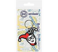 Pyramid International RK38472C Harley Quinn-Head Rubber Keychain, Metal, Black, White and Red, 4 x 6 x 1.3 cm