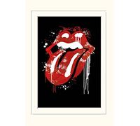 Pyramid International Rolling Stones Graffiti Lips Mounted Print Memorabilia, Multi-Colour, 30 x 40 x 1.3 cm