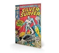 Pyramid International Silver Surfer Must Live Wood Print, Multi-Colour, 40 x 59 cm