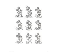 Pyramid International "Sketched - Multi Mickey Mouse Art Print, Multi-Colour, 60 x 80 x 1.3 cm