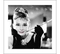 Pyramid International Smile Audrey Hepburn Art Print, Paper, Multi-Colour, 40 x 40 x 1.3 cm