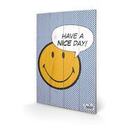 Pyramid International Smiley Have A Nice Day Dots Wood Print, Multi-Colour, 40 x 59 cm