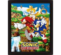 Pyramid International Sonic the Hedgehog Poster in 3D (Catching Rings Design) Lenticular 3D Wall Art and Posters in Black Picture Frame 25cm x 20cm x 1.5cm - Official Merchandise