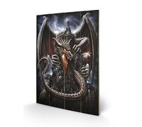 Pyramid International Spiral Dragon Lava Wood Print 40 x 59cm, Multi-Colour, 40 x 59 x 1.3 cm