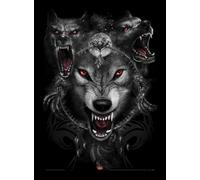 Pyramid International Spiral (Wolf Triad) Framed Print Memorabilia, Multi-Colour, 30 x 40 cm