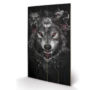 Pyramid International Spiral Wolf Triad Wood Print, Multi-Colour, 45 x 76 x 1.3 cm