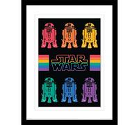 Pyramid International Star Wars Poster Framed Print Collector's Edition (R2D2 Pride Rainbow with White Border Design) 30x40cm Frame - Official Merchandise