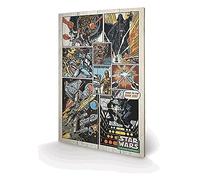 Pyramid International Star Wars Retro Comic Print, Wood, Multi-Colour, 40 x 59 x 1.3 cm