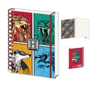 HARRY POTTER Hogwarts House Animals A5 Wiro Notebook - Official Merchandise Black