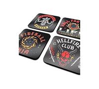 Pyramid International Stranger Things Coaster Set (Hellfire Club Design) Coasters Set of 4 Cork Coasters and Stranger Things Gifts - Official Stranger Things Merchandise, Brown, 10 x 10 cm