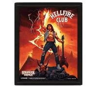 Pyramid International Stranger Things Poster in 3D (Hellfire Tribute Design) Lenticular 3D Wall Art and Posters in Black Picture Frame 25cm x 20cm x 1.5cm - Official Merchandise